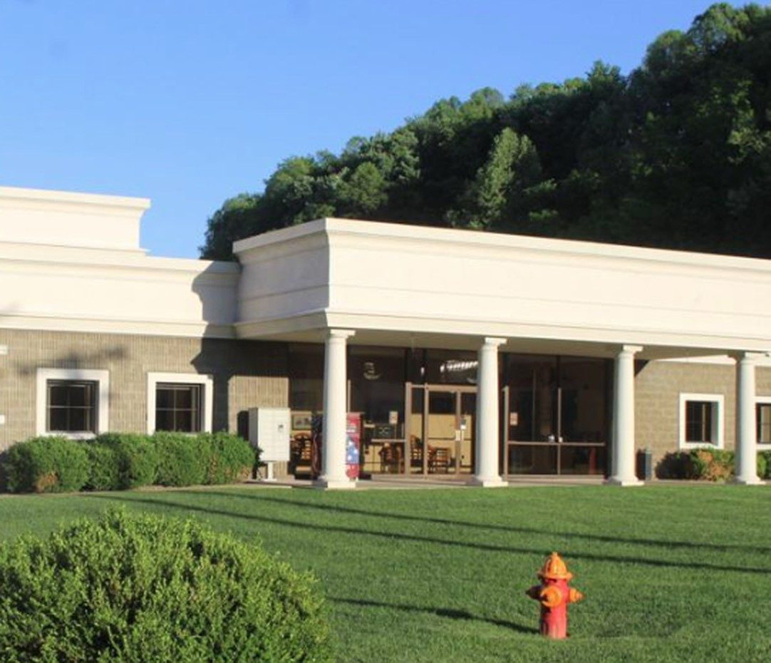 The City of Bridgeport Municipal Building, a single-story building with a white columned entrance, where the Disaster Recovery Center will be located